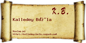 Kalledey Béla névjegykártya